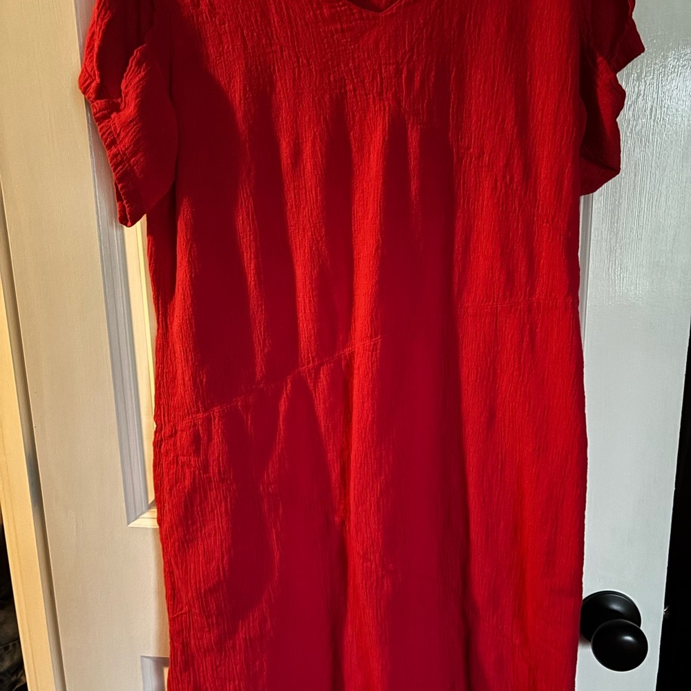 Vibrant Red Short Sleeve Dress